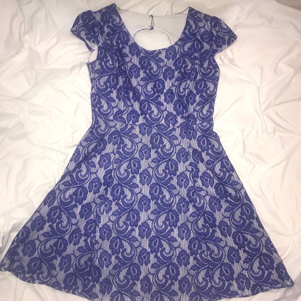 Blue and white dress